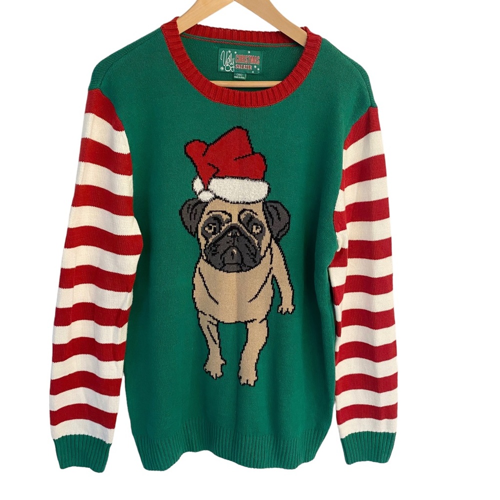 Ugly Christmas Sweater Pug Dog Size Medium Unisex Mens Womens Party
